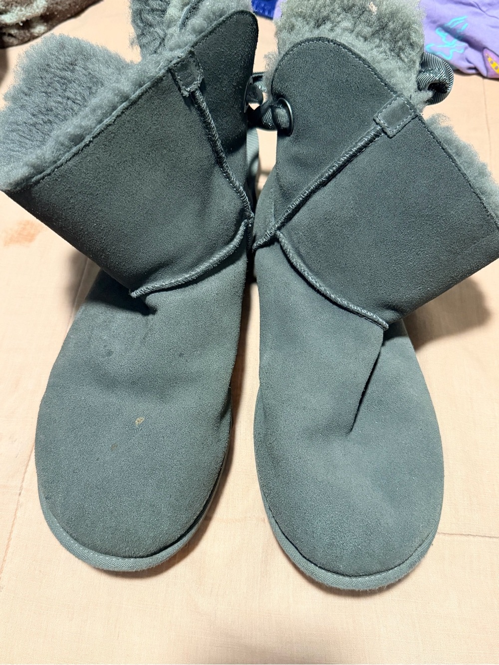 UGG Short Sheepskin Lined Boots in Dark Gray